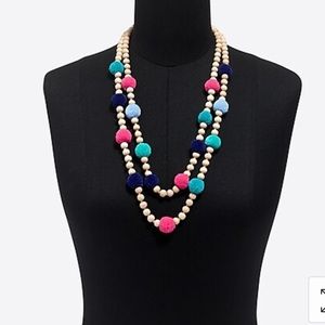 J Crew Pom-pom and beads layered necklace